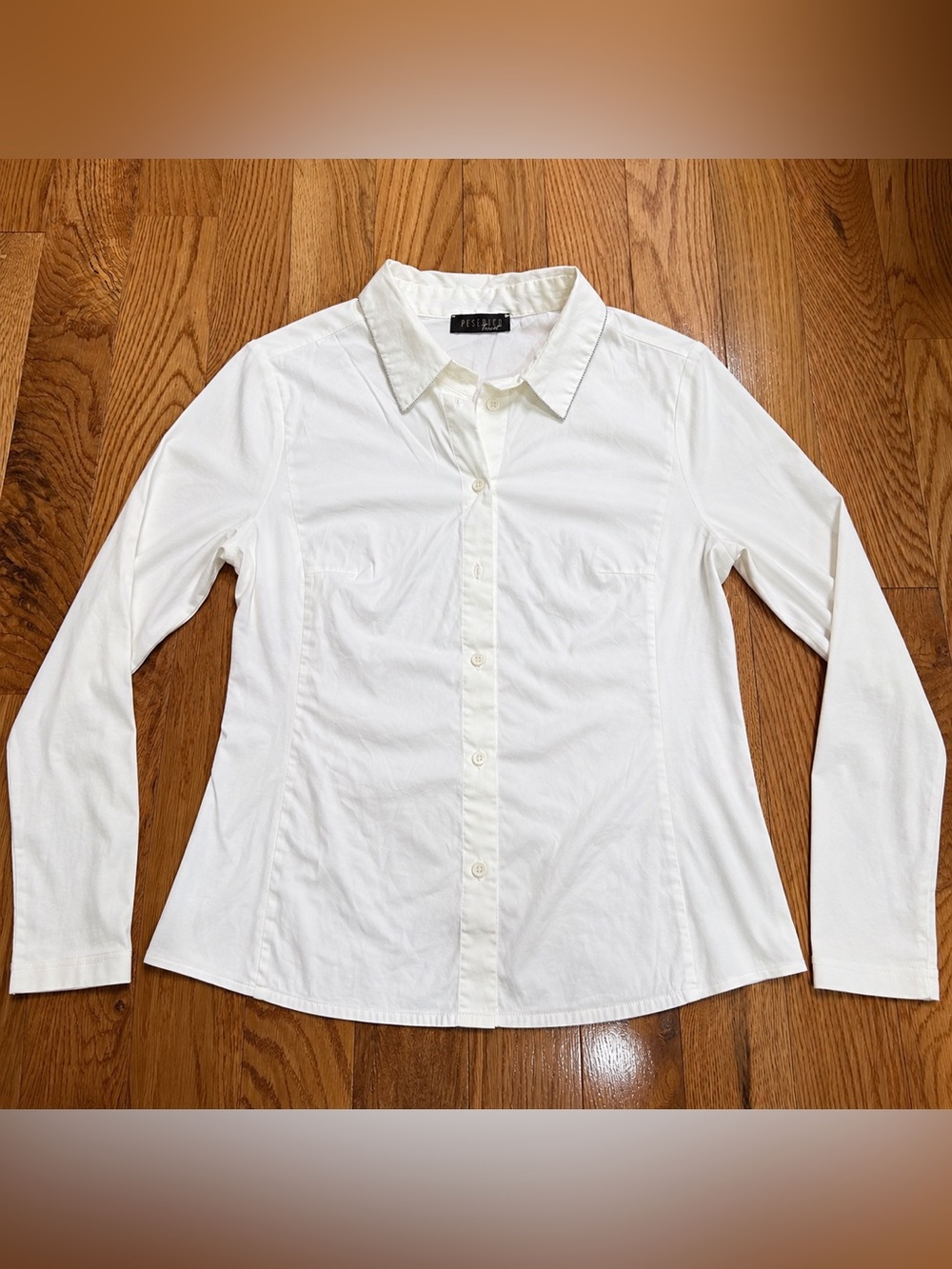 Peserico White Button-Down Shirt with Tailored Seams